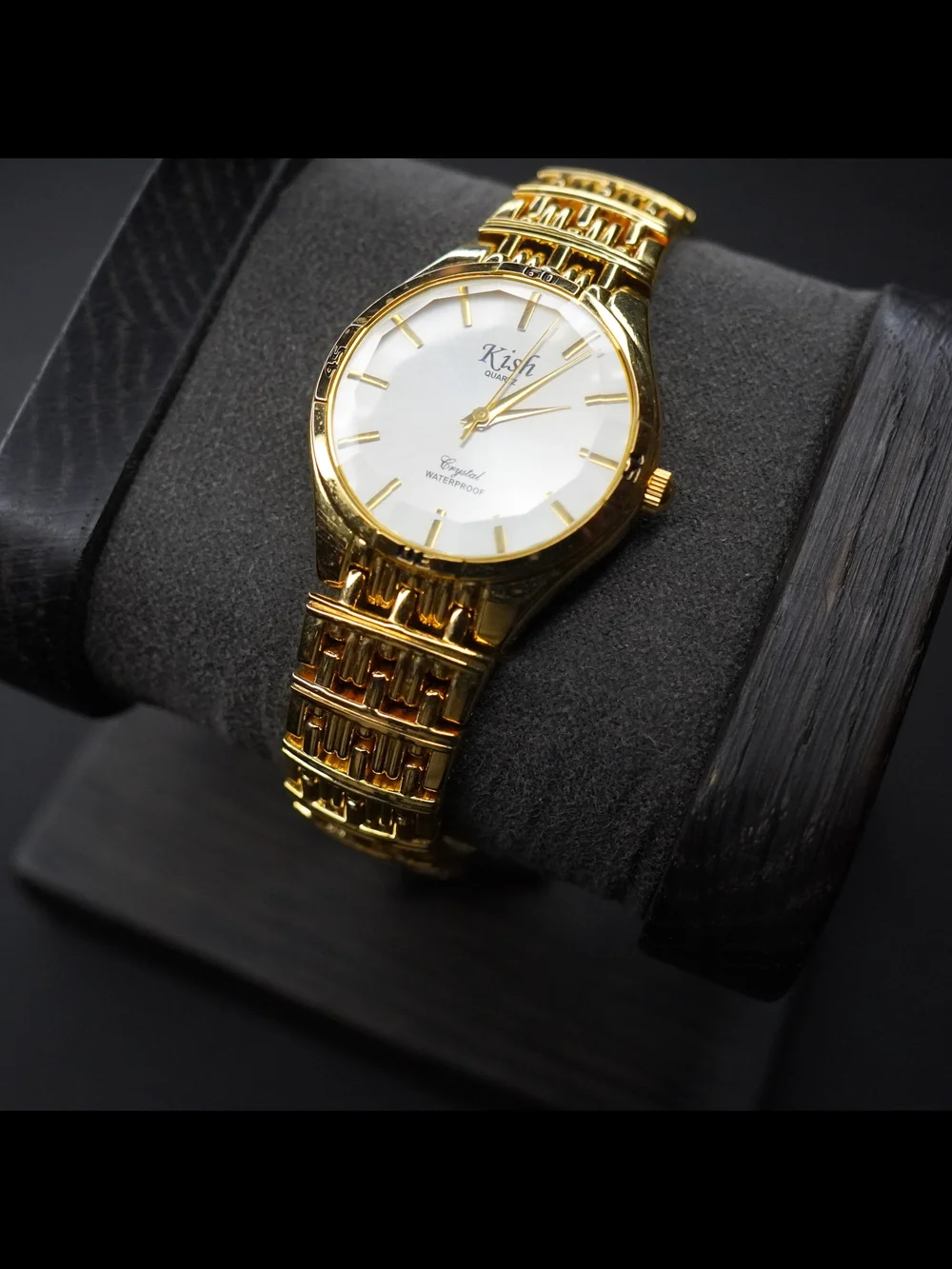 Kish KHT809 Quartz Gold-Tone Silver Dial Analog Wristwatch Japan Mov't